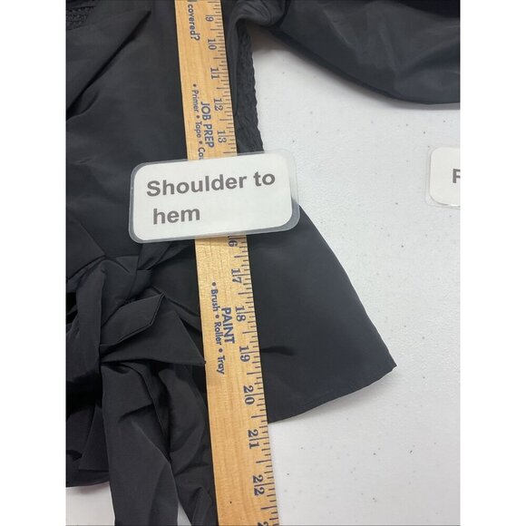 NEW Express size L Black Taffeta Faux Wrap Cropped Off Shoulder puff sleeve - Picture 7 of 10